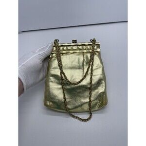 Vintage Mardane Gold Lame Handbag Made in the USA w metal shoulder strap purse